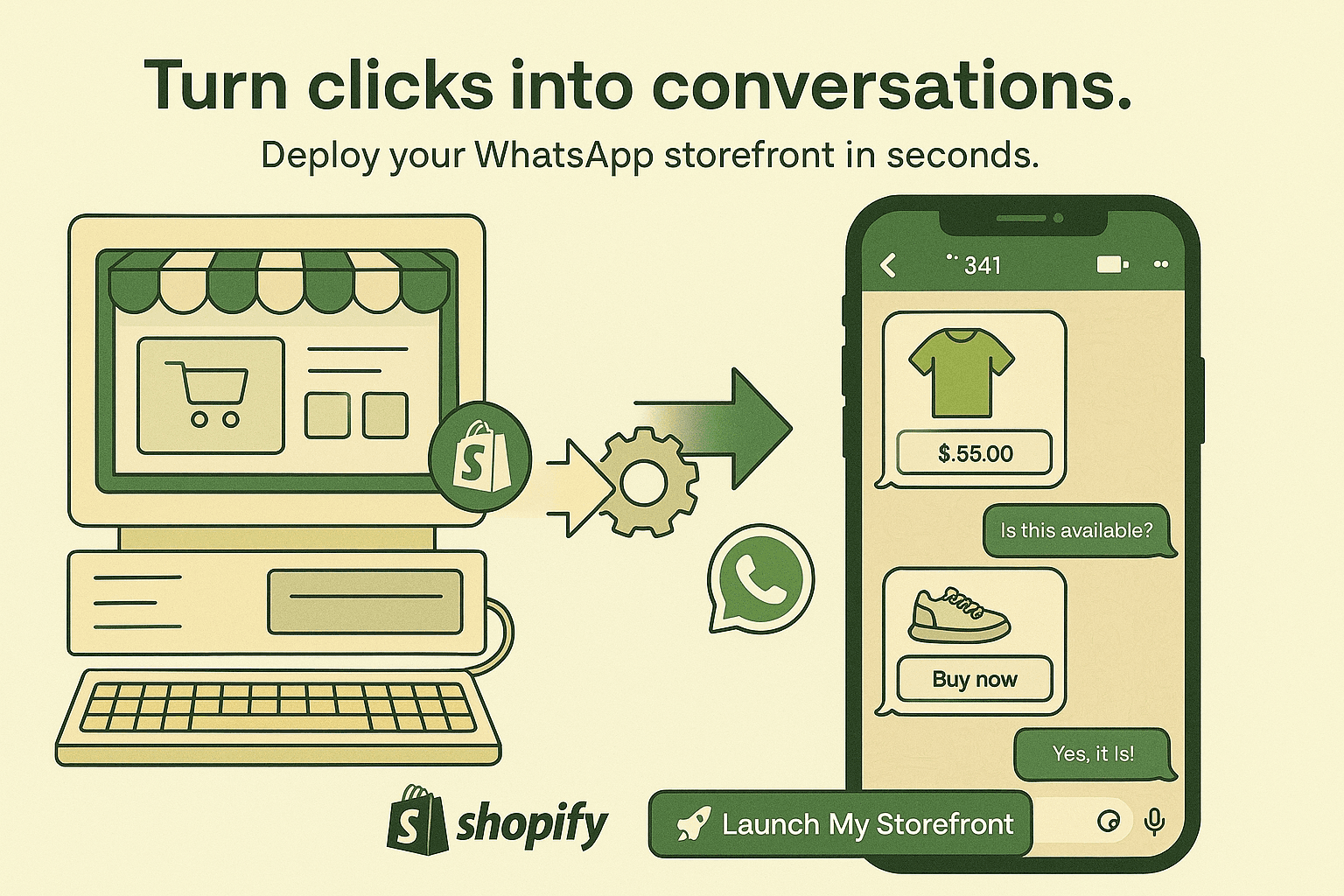 Turn clicks into conversations - Deploy your WhatsApp storefront in seconds
